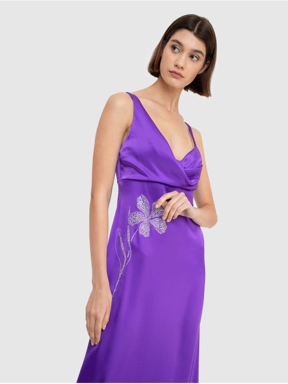 DAVID KOMA Purple Crystal Flower Dress